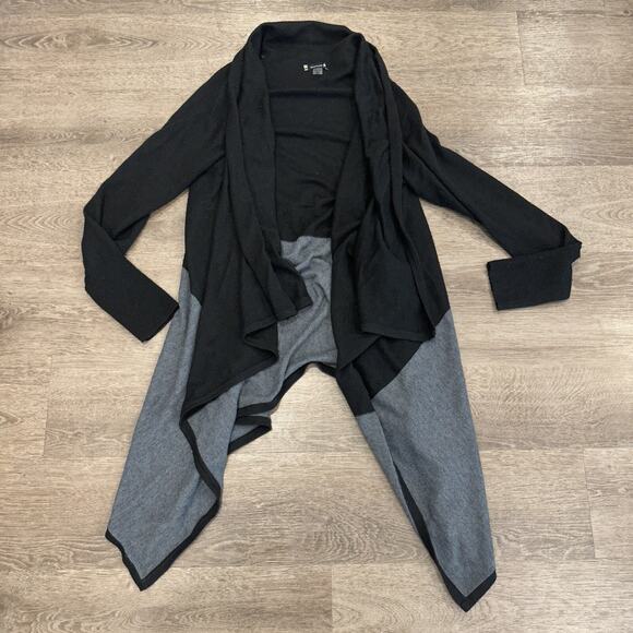 Smartwool Edgewood‎ Wrap Sweater Womens Size Medium Black Gray Wool Cardigan - Picture 1 of 11